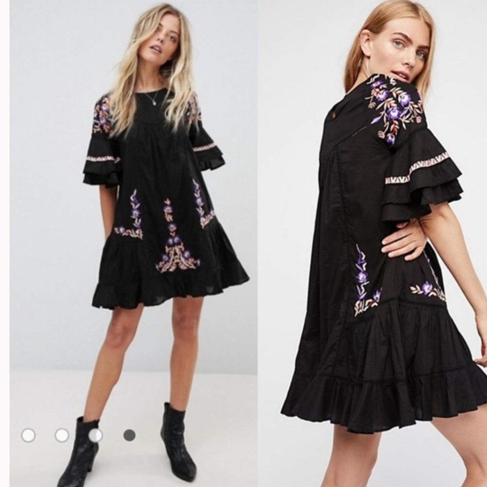 Free People Pavlo Babydoll Embroidered Dress Size M